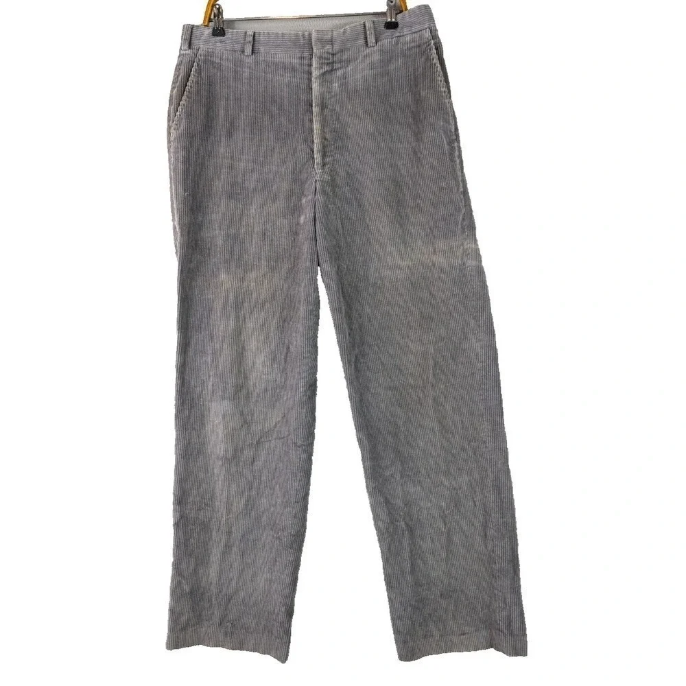 Lands End Corduroy Pants Men's Size 36 Flat Front Cotton Preppy Workwear USA